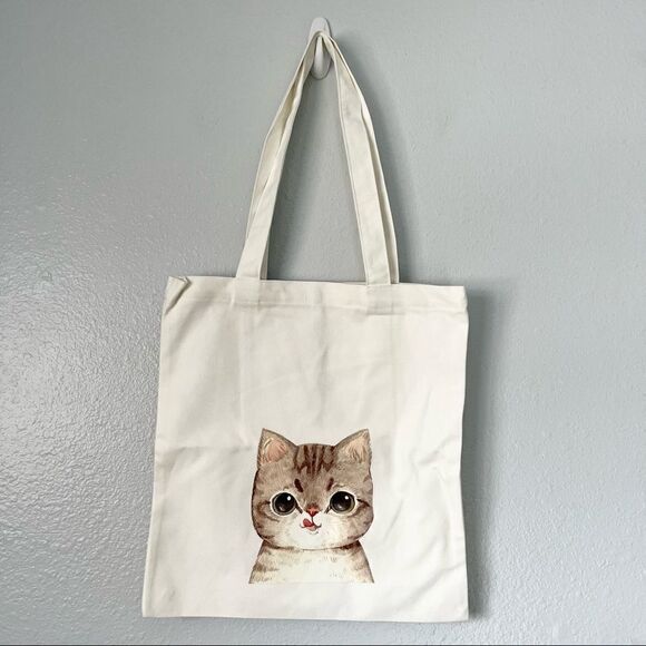 NWT Cat Print Canvas Bag - Picture 1 of 4